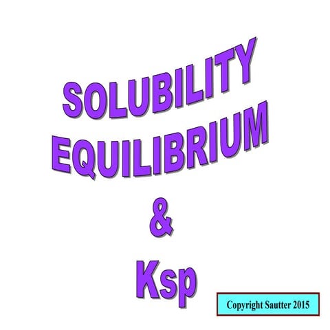 Solubility Products