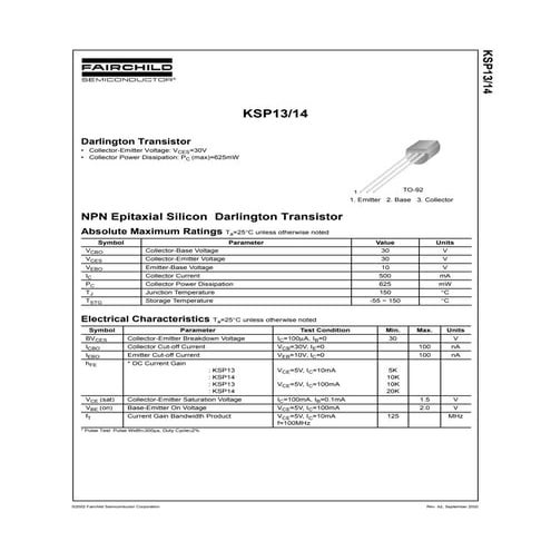 2N2222/2N222A Transistor data sheet
