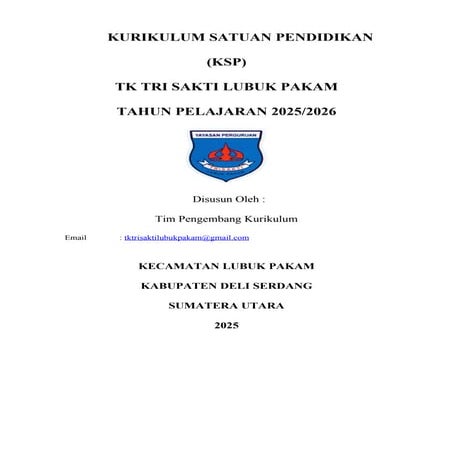 KSP TK TRI SAKTI TERBARU 2025-2026 TK ATAU PAUD