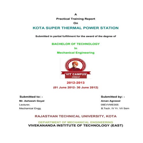 kota super thermal Power station training report