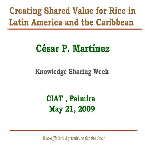 Creating Shared Value for Rice in Latin America and the Caribbean