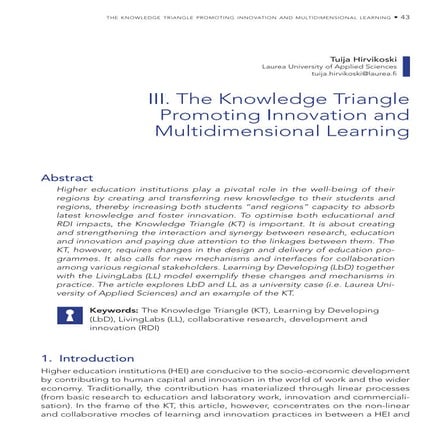 The Knowledge Triangle Promoting Innovation and Multidimensional ... image.