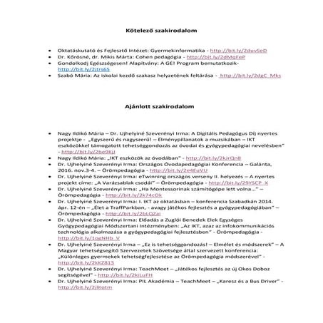 Kötelező és ajánlott irodalom