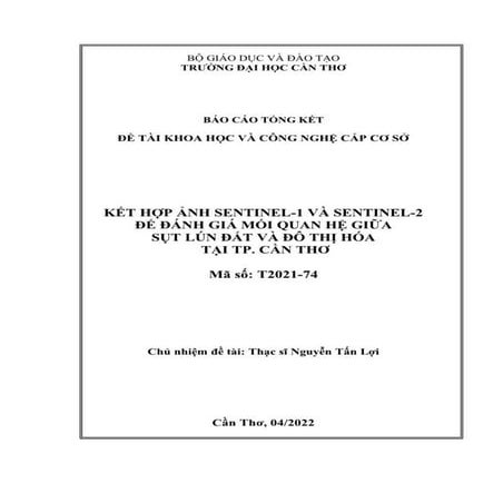 Kết hợp ảnh Sentinel-1 và Sentinel-2 để đánh giá mối quan hệ giữa sụt ...