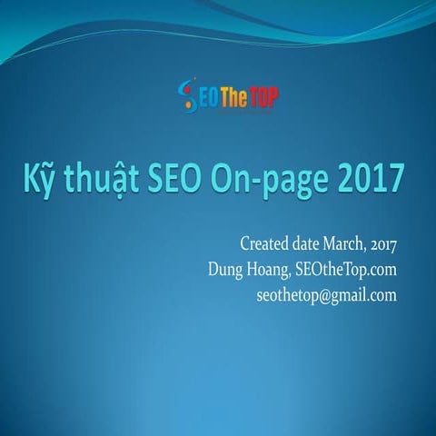 Kỹ thuật tối ưu SEO Onpage 2017