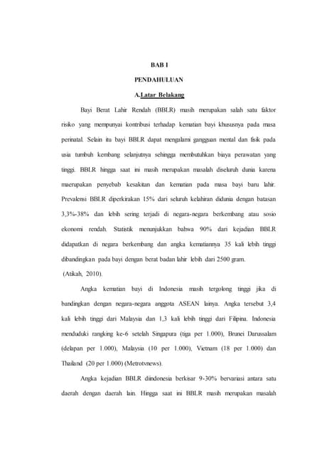 c.	Merumuskan diagnosa/masalah potensial pada Bayi Ny “N” dengan BBLR di Ruan...