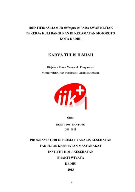 Proposal Indra Wijaya Akademi Analis Kesehatan Harapan Bangsa Bengkulu