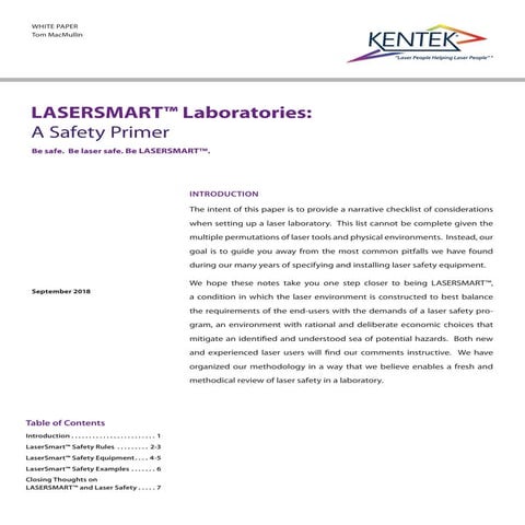 LASERSMART™ Laboratories: A Safety Primer Whitepaper