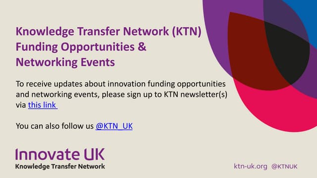 KTN funding opportunities & networking events
