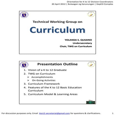 K to 12 Curriculum Overview Presentation | PPTX