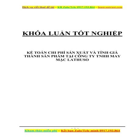 Kế Toán Chi Phí Sản Xuất Và Tính Giá Thành Sản Phẩm Tại Công Ty May Mặc.docx