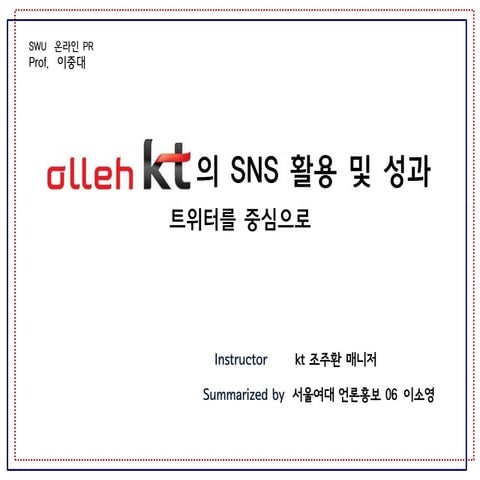 Kt의 sns 활용 및 성과