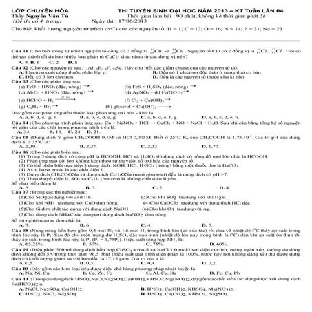 Lớp Chuyên Hóa 10, 11, 12 & LT THPT QG. Website: https://www.nguyenvantu.org/