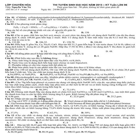 Lớp Chuyên Hóa 10, 11, 12 & LT THPT QG. Website: https://www.nguyenvantu.org/