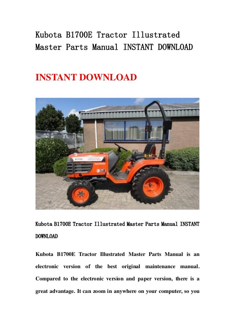 Kubota b1700 e tractor illustrated master parts manual instant downlo…