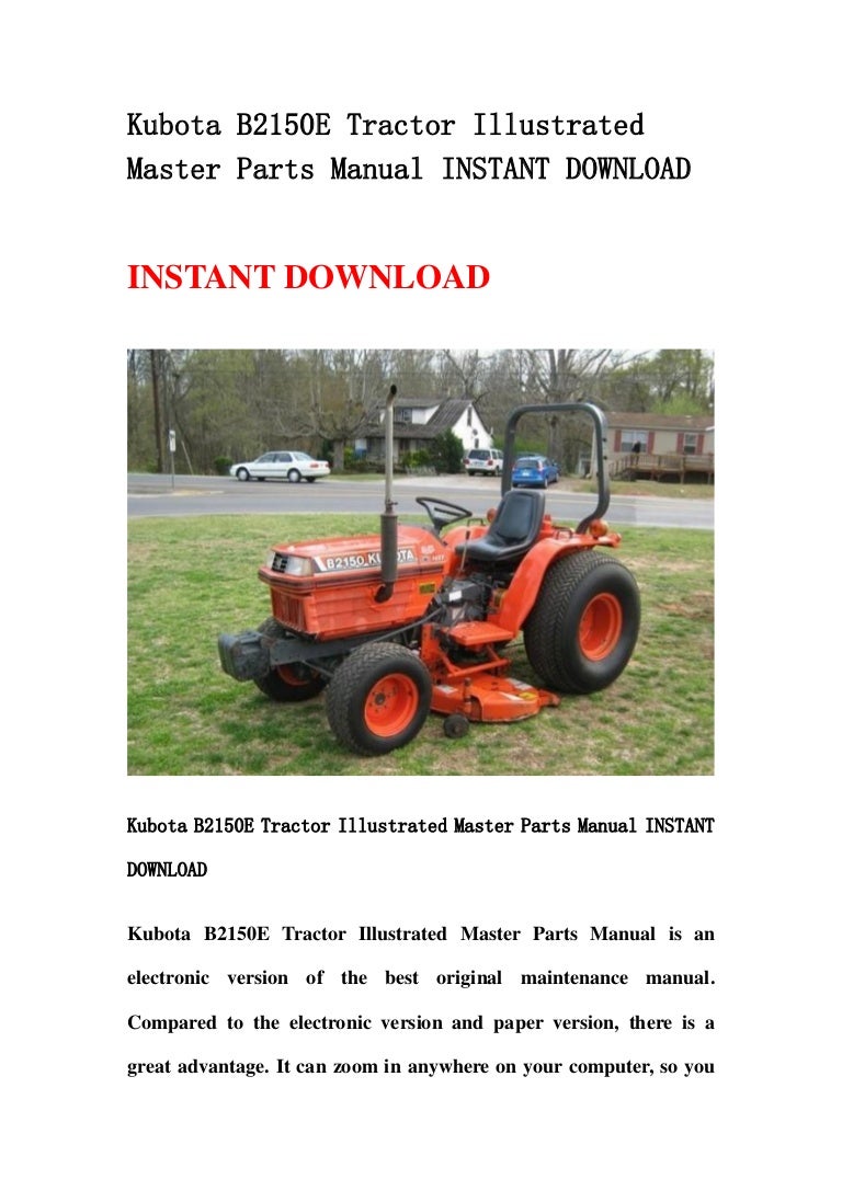 Kubota b2150 e tractor illustrated master parts manual instant download