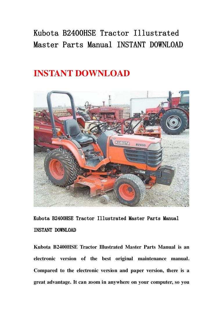Kubota B5200d Tractor Illustrated Master Parts Manual Instant