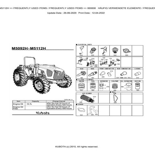 KUBOTA L5018 PARTS CATALOGUE PDF FREE DOWNLOAD visual data 8
