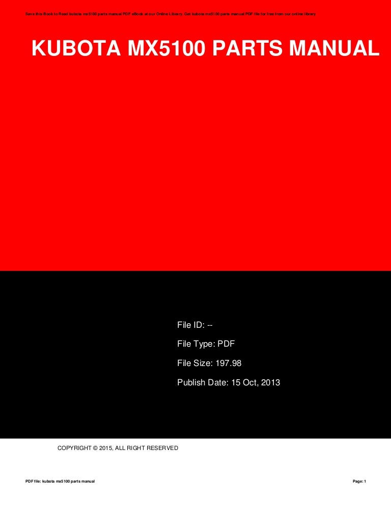 Kubota mx5100 parts manual