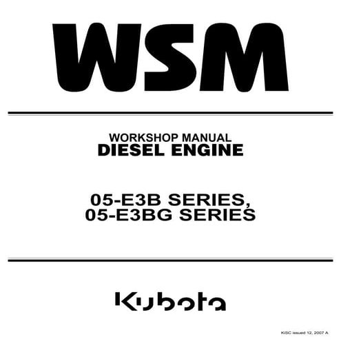 Kubota v1505 e3 bg diesel engine service repair manual | PDF