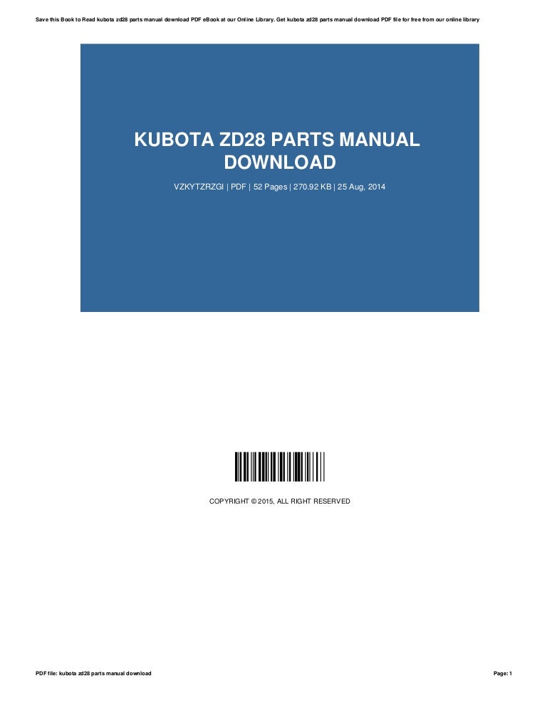 Kubota zd28 parts manual download