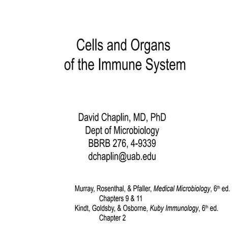 cells and organs of the immune systems of mammals. | PPTX
