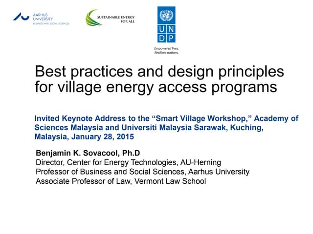 Kuching | Jan-15 | Best practices and design principles for village energy access programs