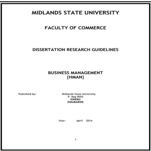 BUSINESS MANAGEMENT DISSERTATION GUIDELINE