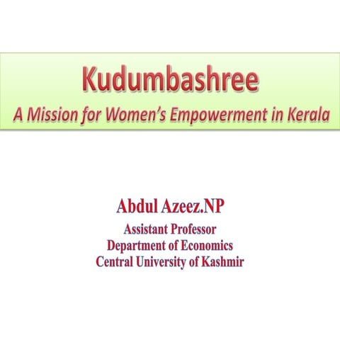 Kudumbashree,  Dr. Abdul Azeez.NP.cuk
