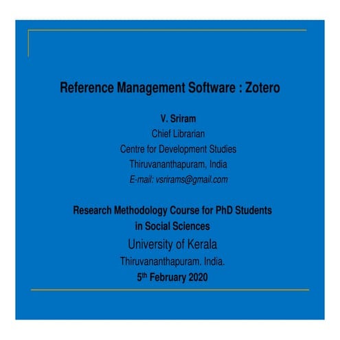 Referencing in research using Zotero