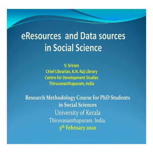 eResources and Data sources in Social Science