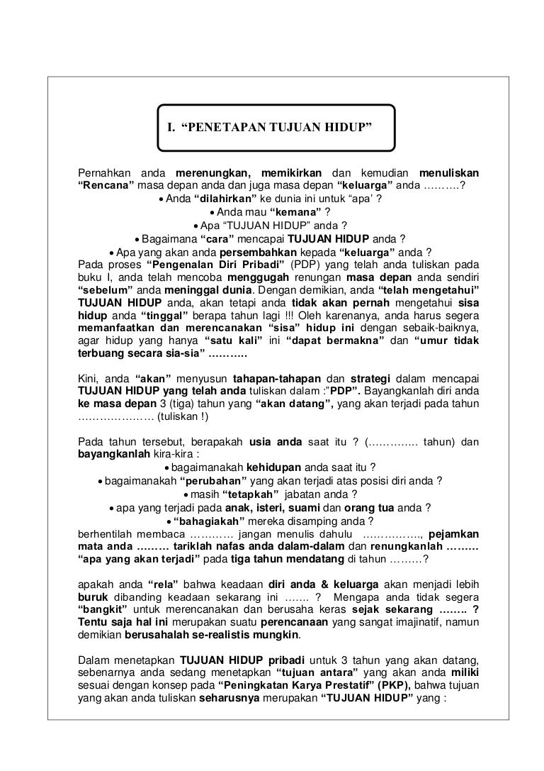 Kuesioner Penetapan Tujuan Hidup Pengenalan Diri Pribadi