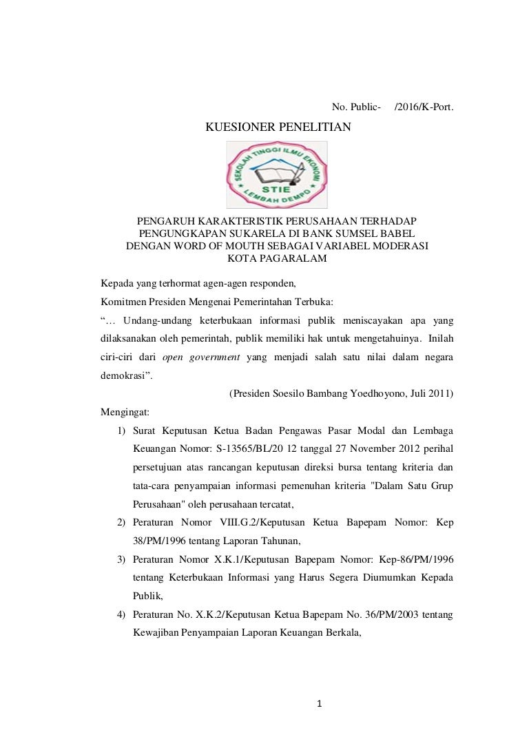Kuesioner Skripsi Khusus Publik