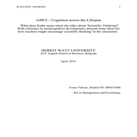 Daenna Kuhn  - Scientific thinking