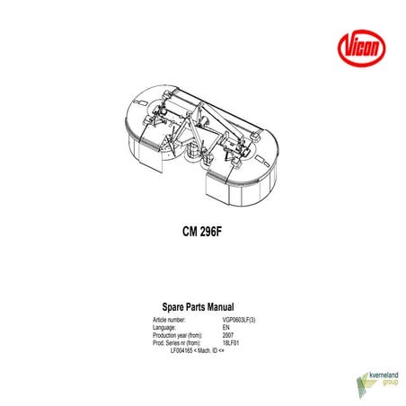 Kuhn cm 296 f front mounted drum mowers 2005