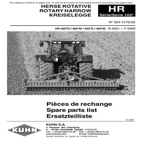 Kuhn herse rotative HR 303