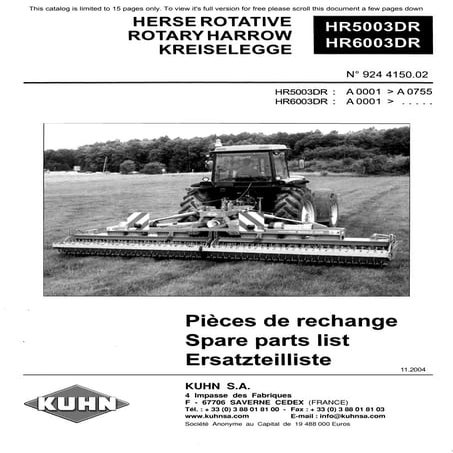 Kuhn rotary harrow DR6003HR