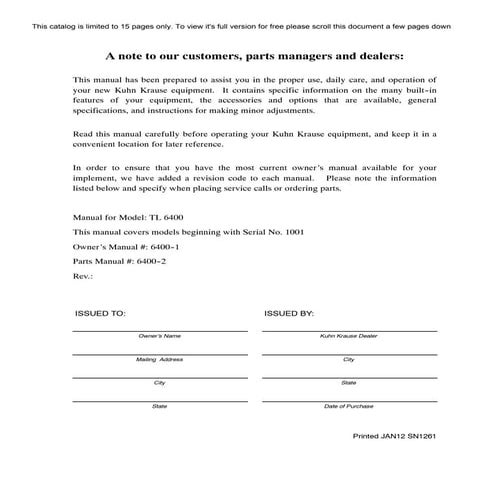 Kuhn landsman 6400 manual 