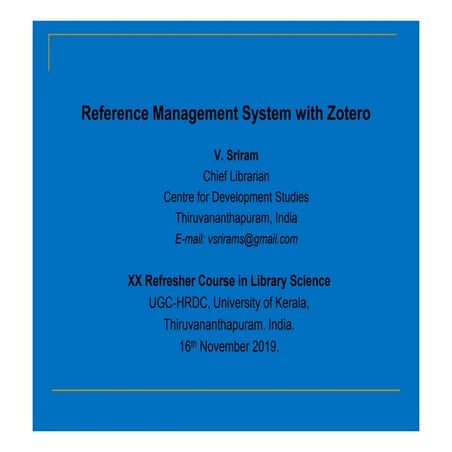 Reference Management System with Zotero