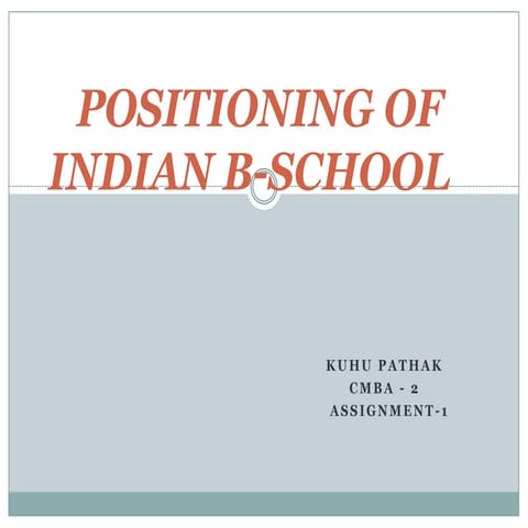 Positioning Of Indian B-School