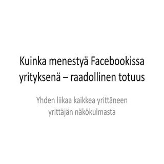 Kuinka menestyä facebookissa yrityk...