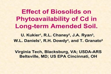 Kukier chaney-2005-effect of biosolids on phytoavailability of cd