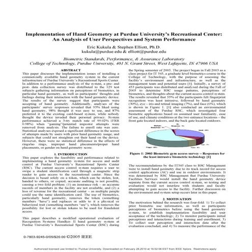 (2005) Implementation of Hand Geometry at Purdue University's Recreational Ce...