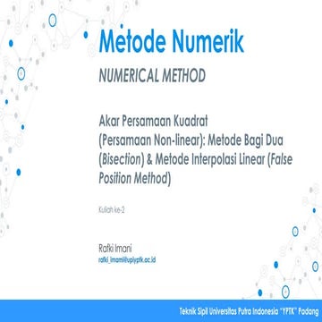 Metode Numerik Contoh Kasus Teknik Sipil