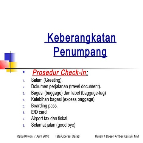 Kuliah 4 check in | PPT