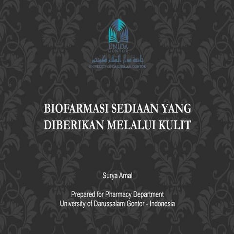 BIOFARMASI SEDIAAN YANG  DIBERIKAN MELALUI KULIT