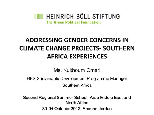 Kulthoum Omari_Adressing Gender Concerns in Climate Change Projects - Southern Africa Experiences