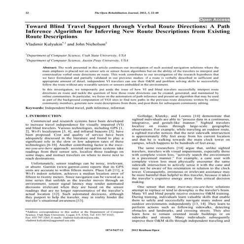 Toward Blind Travel Support through Verbal Route Directions: A Path Inference...
