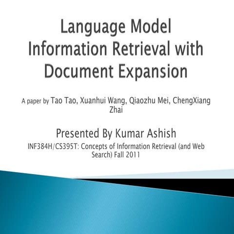 Language Model Information Retrieval with Document Expansion
