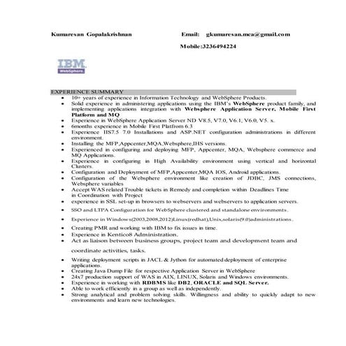 Kumaresan.gopalakrishnan resume